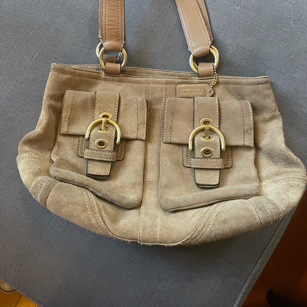Coach suede khaki purse